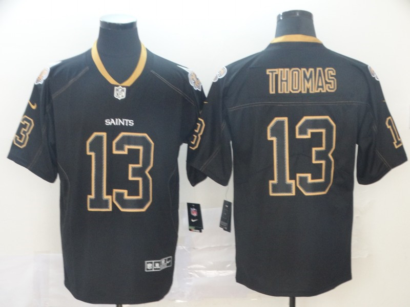 Men's #13 Michael Thomas New Orleans Saints Stitched Nike Lights Out Black Limited Jersey