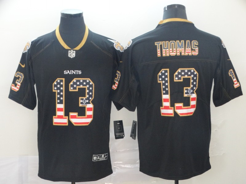 Men's #13 Michael Thomas New Orleans Saints Stitched Nike USA Flag Fashion Black Limited Jersey