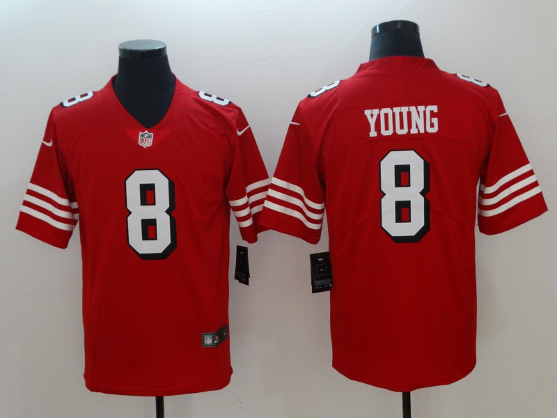 Men's San Francisco 49ers #8 Steve Young Nike Red Vapor Untouchable Color Rush Limited Player Jersey