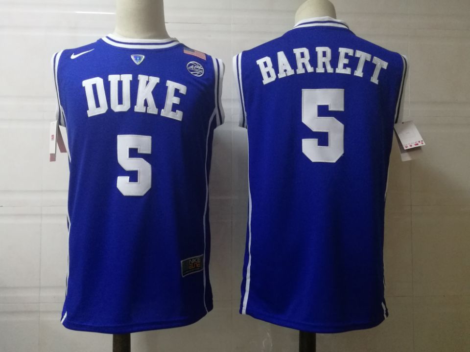 Men's Duke Blue Devils #5 R. J. Barrett Nike Blue Round Neck Game Basketball Jersey Men's Duke Blue Devils #5 R. J. Barrett Nike Blue Round Neck Game Basketball Jersey