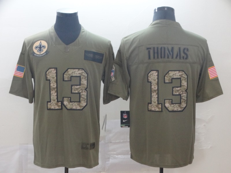Men's #13 Michael Thomas New Orleans Saints Stitched 2019 Olive Camo Salute to Service Limited Jersey