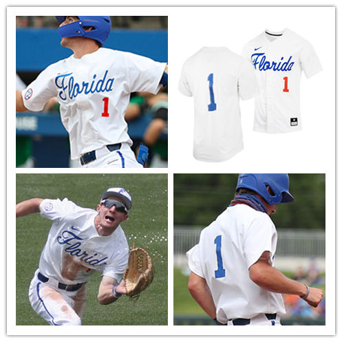 Mens Florida Gators #1 Jacob Young Nike 2020 White  Florida College Baseball Game Jersey