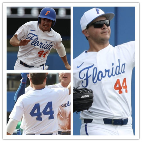 Mens Florida Gators #44 Austin Langworthy Nike 2020 White Florida College Baseball Game Jersey