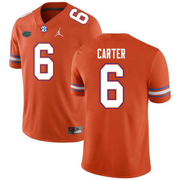 Mens Florida Gators #6 Zachary Carter Orange Jordan Brand College Football Game Jersey