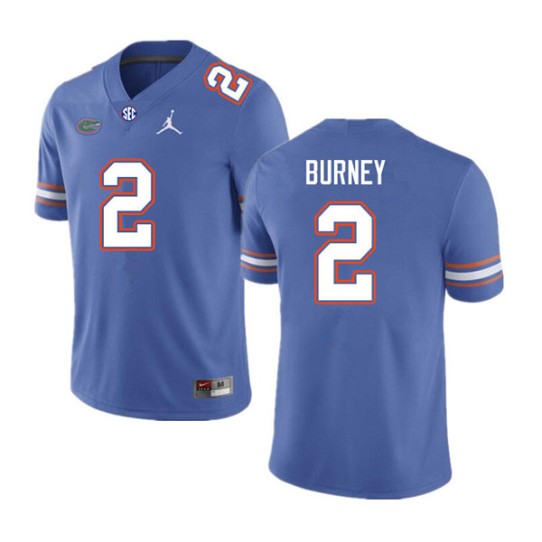 Mens Florida Gators #2 Amari Burney Royal Jordan Brand College Football Game Jersey