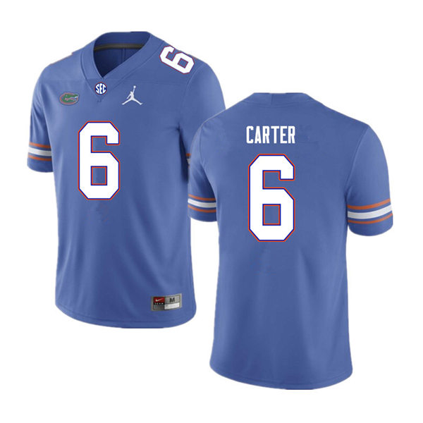 Mens Florida Gators #6 Zachary Carter Royal Jordan Brand College Football Game Jersey