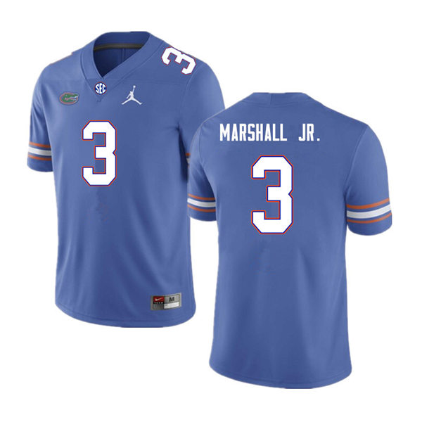 Mens Florida Gators #3 Jason Marshall Jr. Royal Jordan Brand College Football Game Jersey