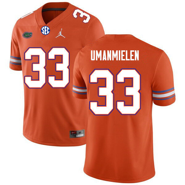 Mens Florida Gators #33 Princely Umanmielen Orange Jordan Brand College Football Game Jersey