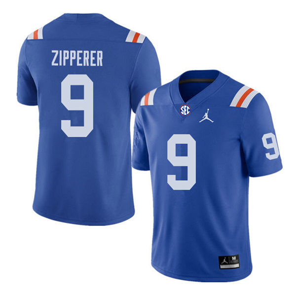 Mens Florida Gators #9 Keon Zipperer Jordan Brand Royal Retro 1960's Football Jersey