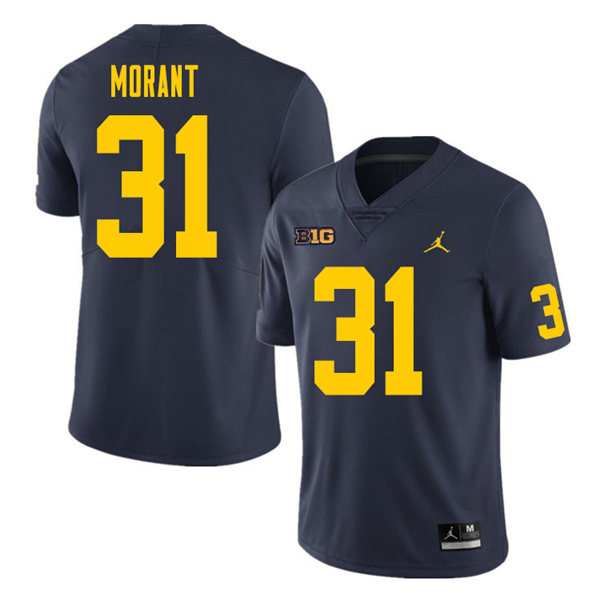 Mens Michigan Wolverines #31 Jordan Morant Jordan Brand Navy College Football Game Jersey