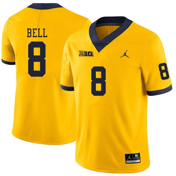 Mens Michigan Wolverines #8 Ronnie Bell Jordan Brand Gold College Football Game Jersey