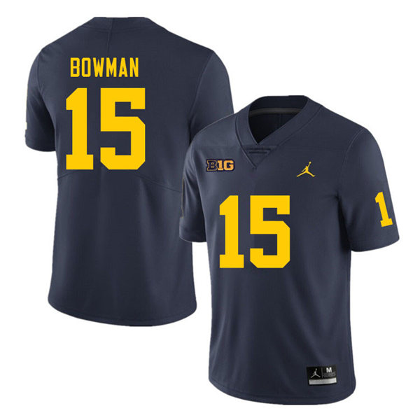 Mens Michigan Wolverines #15 Alan Bowman Jordan Brand Navy College Football Game Jersey