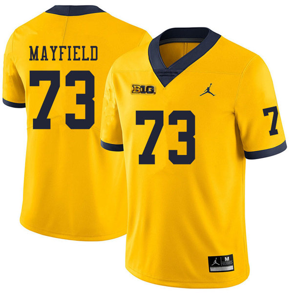 Mens Michigan Wolverines #73 Jalen Mayfield Jordan Brand Gold College Football Game Jersey
