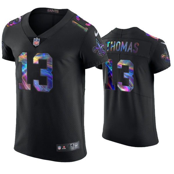 Mens #13 Michael Thomas New Orleans Saints Stitched Nike Black Holographic Edition Jersey