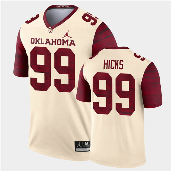 Men Oklahoma Sooners #99 Marcus Hicks Jordan Brand Cream Alternate Legend Football Jersey
