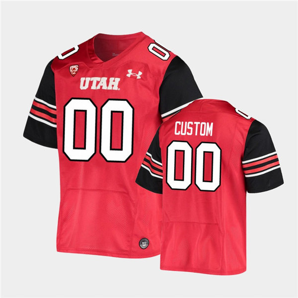 Utah Utes Custom Under Armour Red stripe Sleeves PAC12 Football Game Jersey