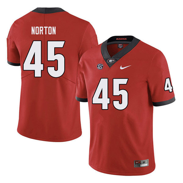 Mens Georgia Bulldogs #45 Bill Norton Nike Red Home College Football Game jersey