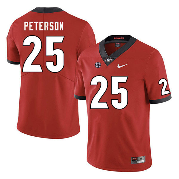 Mens Georgia Bulldogs #25 Steven Peterson Nike Red Home College Football Game jersey