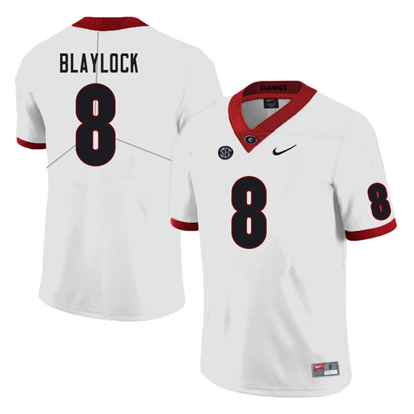 Mens Georgia Bulldogs #8 Dominick Blaylock Nike White College Football Game jersey