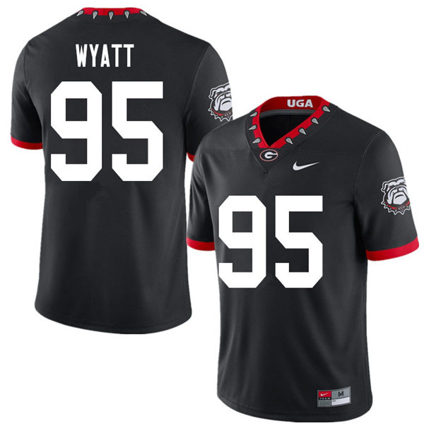 Mens Georgia Bulldogs #95 Devonte Wyatt Nike Black Alternate Mascot 100th Anniversary College Football Game Jersey