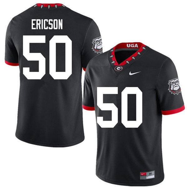 Mens Georgia Bulldogs #50 Warren Ericson Nike Black Alternate Mascot 100th Anniversary College Football Game Jersey