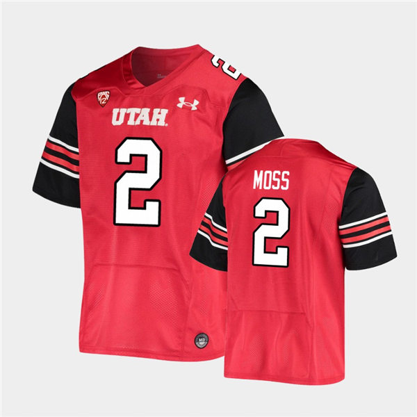 Mens Utah Utes #2 Zack Moss Under Armour Red stripe Sleeves Football Game Jersey Mens Utah Utes #2 Zack Moss Under Armour Red stripe Sleeves Football Game Jersey