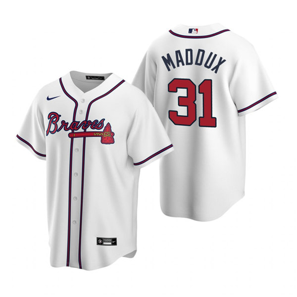 Mens Atlanta Braves Retired Player #31 Greg Maddux Nike White Home Cool Base Jersey 
