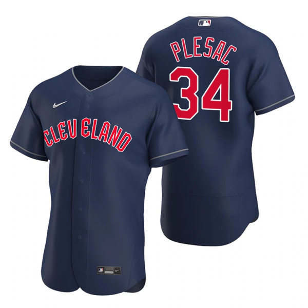 Mens Cleveland Guardians #34 Zach Plesac Nike 2022 Navy Alternate Flex Base Authentic Player Jersey