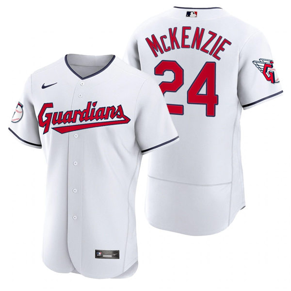 Mens Cleveland Guardians #24 Triston McKenzie Nike 2022 White Home Flex Base Authentic Player Jersey