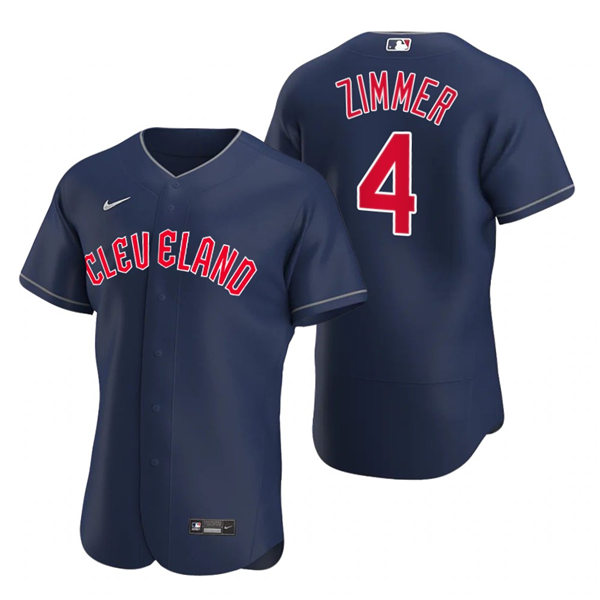 Mens Cleveland Guardians #4 Bradley Zimmer Nike 2022 Navy Alternate Flex Base Authentic Player Jersey