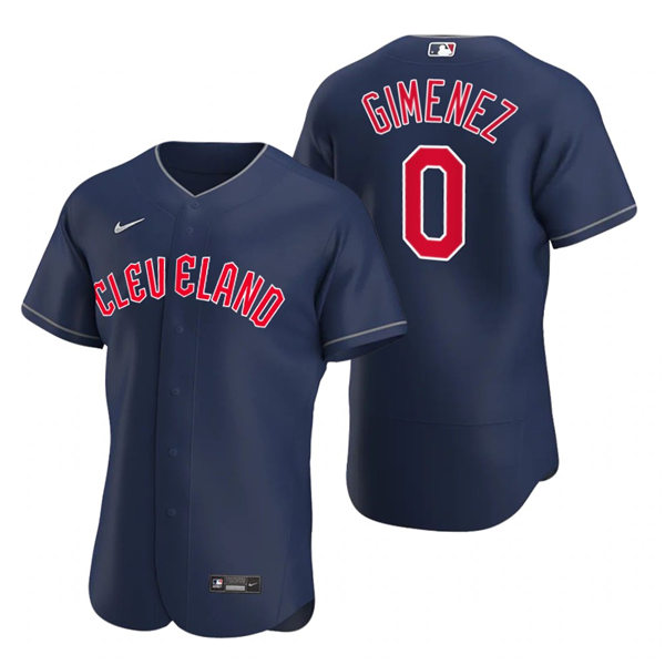 Mens Cleveland Guardians #0 Andres Gimenez Nike 2022 Navy Alternate Flex Base Authentic Player Jersey