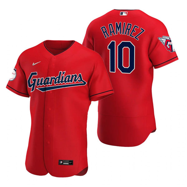 Mens Cleveland Guardians #10 Harold Ramirez Nike 2022 Red Alternate Flex Base Authentic Player Jersey