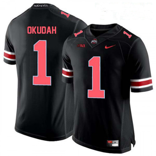 Mens #1 Jeffrey Okudah Ohio State Buckeyes Stitched Nike Blackout College Football Game Jersey S-3XL