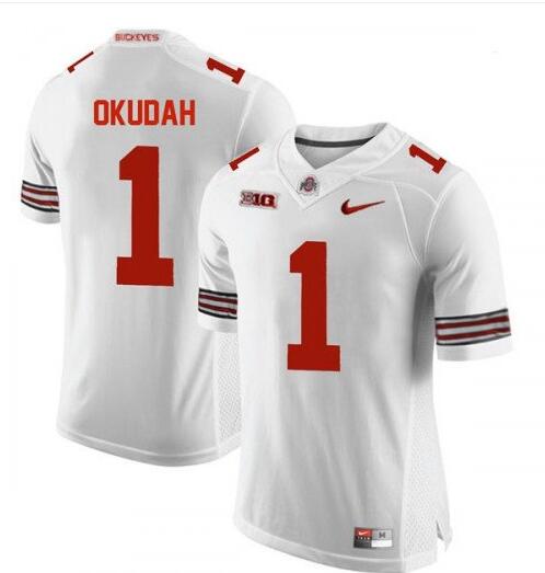Mens #1 Jeffrey Okudah Ohio State Buckeyes Stitched Nike White College Football Game Jersey S-3XL