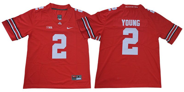 Mens #2 Chase Young Ohio State Buckeyes Stitched Nike Scarlet College Football Game Jersey S-3XL