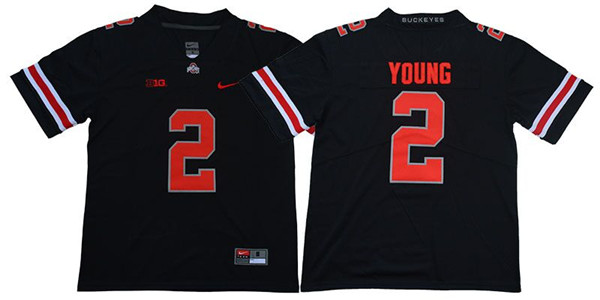 Mens #2 Chase Young Ohio State Buckeyes Stitched Nike Blackout College Football Game Jersey S-3XL