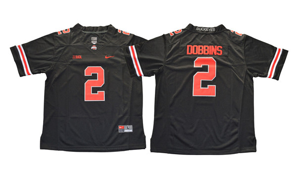Mens #2 J. K. Dobbins Ohio State Buckeyes Stitched Nike Blackout College Football Game Jersey S-3XL
