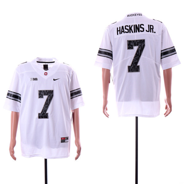 Mens #7 Dwayne Haskins Ohio State Buckeyes Stitched Nike Retro White College Football Game Jersey S-3XL
