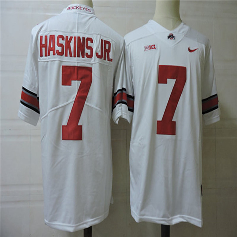 Mens #7 Dwayne Haskins Ohio State Buckeyes Stitched Nike White College Football Game Jersey S-3XL