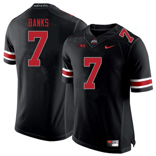 Mens #7 Sevyn Banks Ohio State Buckeyes Stitched Nike Blackout College Football Game Jersey S-3XL