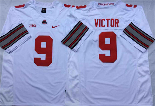 Mens #9 Binjimen Victor Ohio State Buckeyes Stitched Nike White College Football Game Jersey S-3XL