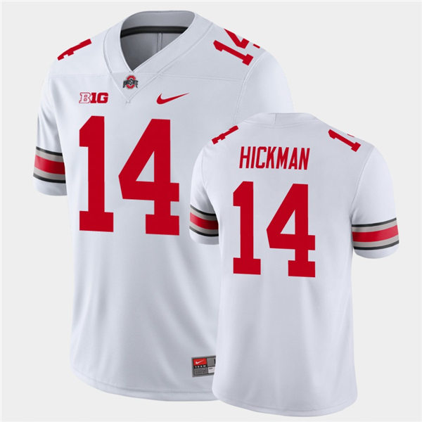 Mens #14 Ronnie Hickman Ohio State Buckeyes Stitched Nike White College Football Game Jersey S-3XL