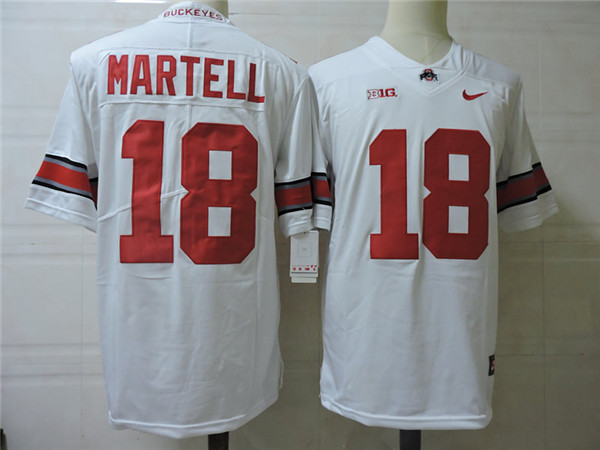 Mens #18 Tate Martell Ohio State Buckeyes Stitched Nike White College Football Game Jersey S-3XL
