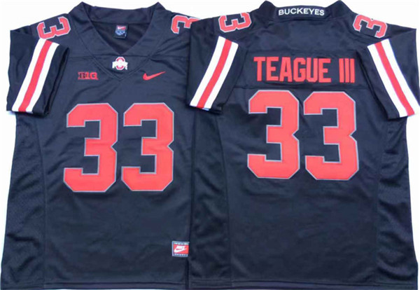 Mens #33 Master Teague III Ohio State Buckeyes Stitched Nike Blackout College Football Game Jersey S-3XL