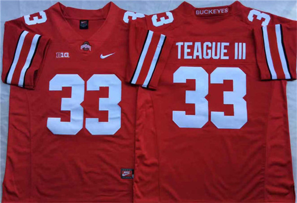 Mens #33 Master Teague III Ohio State Buckeyes Stitched Nike Scarlet College Football Game Jersey S-3XL