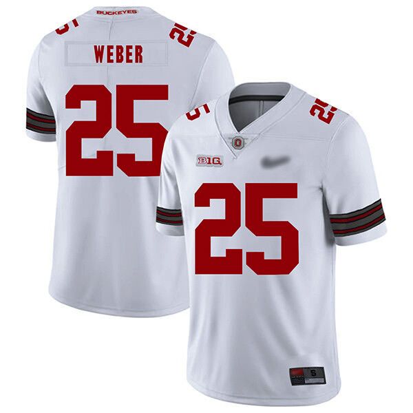 Mens #25 Mike Weber Jr. Ohio State Buckeyes Stitched Nike White College Football Game Jersey S-3XL