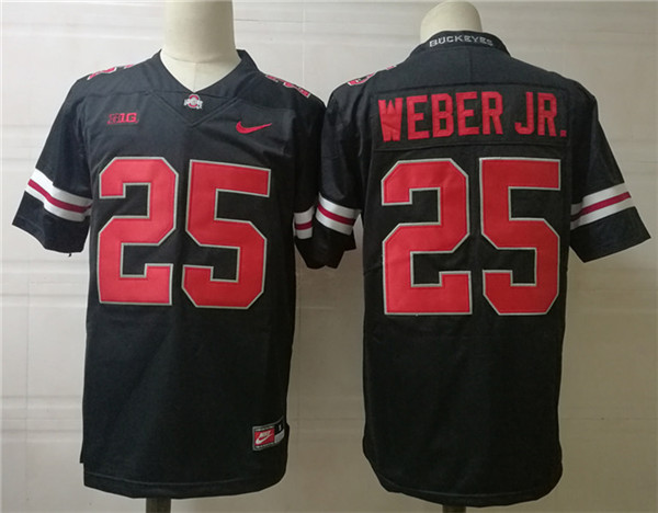 Mens #25 Mike Weber Jr. Ohio State Buckeyes Stitched Nike Blackout College Football Game Jersey S-3XL