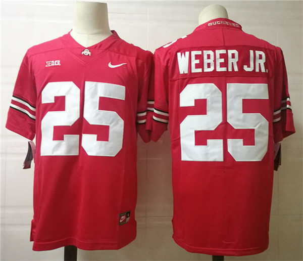 Mens #25 Mike Weber Jr. Ohio State Buckeyes Stitched Nike Scarlet College Football Game Jersey S-3XL