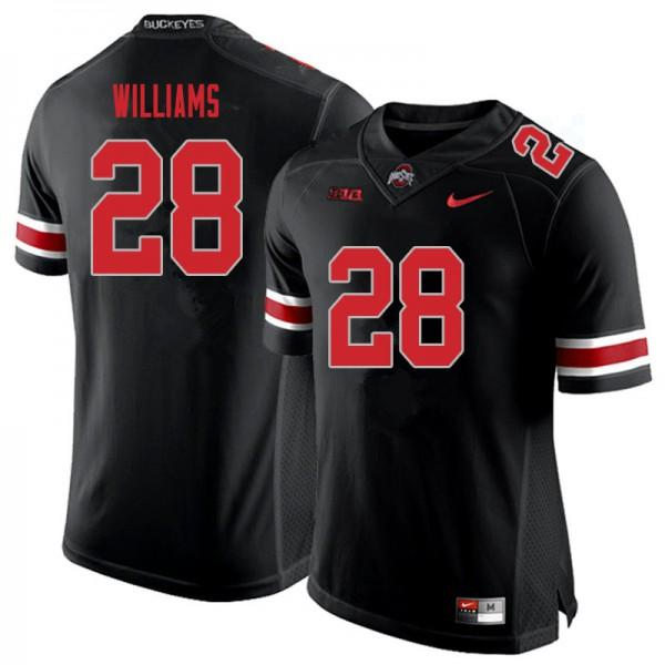 Mens #28 Miyan Williams Ohio State Buckeyes Stitched Nike Blackout College Football Game Jersey S-3XL