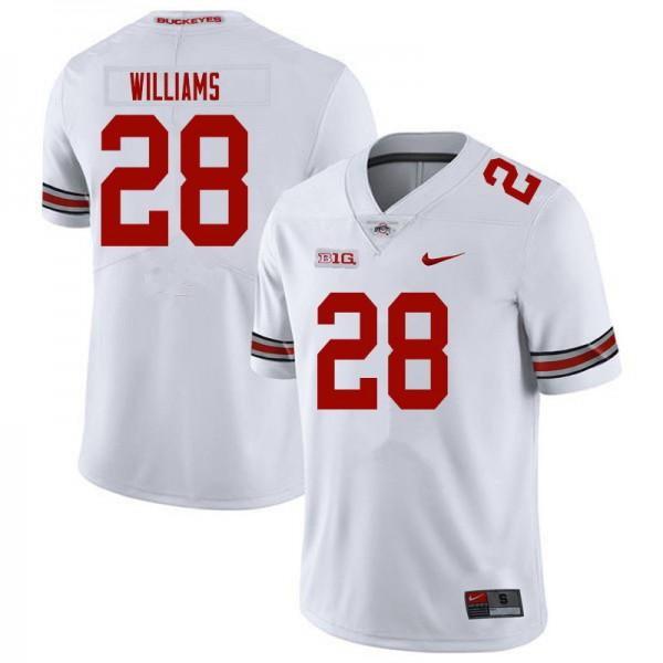 Mens #28 Miyan Williams Ohio State Buckeyes Stitched Nike White College Football Game Jersey S-3XL
